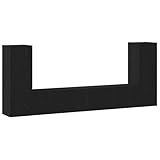 vidaXL TV-Schrank Set mit 4 Teilen - Wandmontiert, Schwarze Eiche, Fertigteil, Platzsparendes Entertainment-System, Aufbewahrungslösung für Zuhause, Rustikale Möbel fürs Wohnzimmer