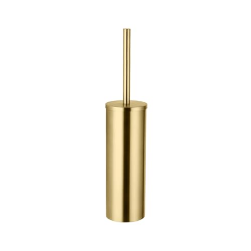 Image of Brushed Gold Stainless Steel Floor-Standing Toilet Brush & Holder | Removable inner bucket, splash-proof metal lid, dense bristles, long handle-which floor-standing toilet brush is the best?