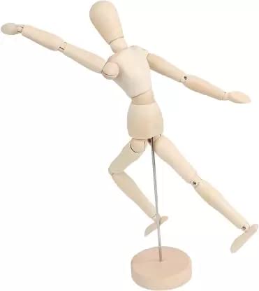 BAOER Wooden Manikin Movable Limbs Human Mannequin Model for Home Decoration Decorative Showpiece - 15 cm (Wood, Beige)