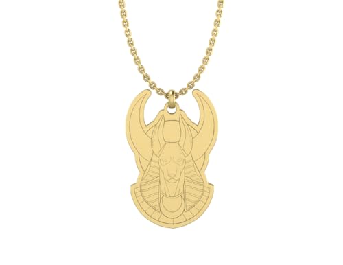 14K Yellow Gold Anubis Pendant Necklace with Comfortable Chain | Egyptian God Jewelry Elegant Design | Gold Pendant for Daily Wear3