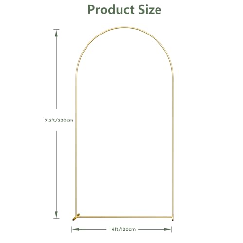 Metal Arch Backdrop Stand, 7.2FT+6FT Wedding Arch Frame, Gold Wedding Arch Backdrop Stand Set of 2, Balloon Arch Backdrop for Wedding Birthday Party Baby Shower - Image 3
