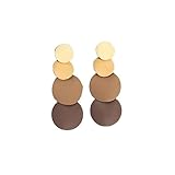 Round Acrylic Dangle Earrings Boho Lightweight Geometric Statement Resin Disk Drop Earrings Round Piece Tassel Stud Earrings for Women Summer Beach Jewelry-Brown
