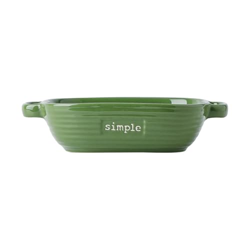 Plato rectangular de cerámica con doble asa para hornear en casa 4