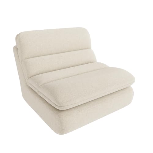 Ailatimogo Pouf da divano, sedia da terra con schienale, comodo divano pigro, compressione in un unico pezzo, extra spesso, sedia da camera, salotto, camera da letto (Bianco sporco)