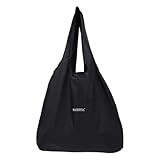 [NANOPLUS] エコバッグ ナノプラス 単色シリーズ コンパクト 折りたたみ マチ付き 大容量 買い物 袋 軽量 おしゃれ 丈夫 マイバッグ 撥水 メンズ (ブラック, スタンダード)