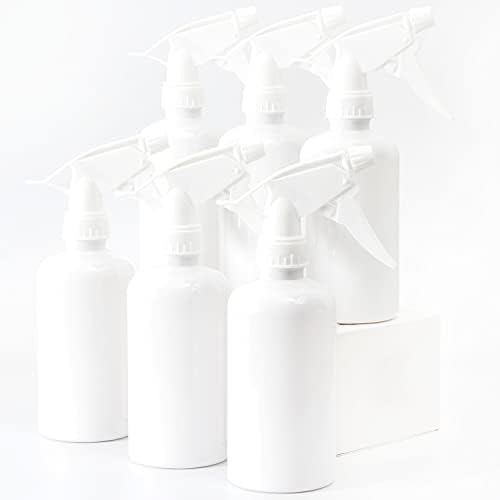 Youngever 6 Pack White Plastic Spray Bottles, Spray Bottles for Hair and Cleaning Solutions (12 Ounce)