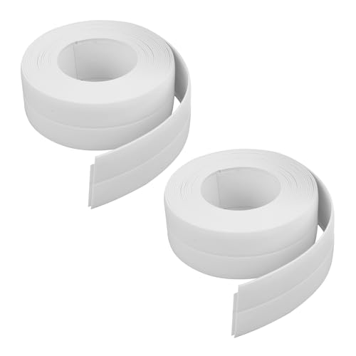 2PCS 22 mm Breite, 2×3,2 m Weichsockelleiste Selbstklebend Weiß, Knickleiste zur Abdichtung, Wandanschlussleiste für Küche, Bad, Boden, Arbeitsplatte, Dusche, Waschbecken, Fliesen