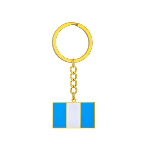 LUTAKU Porte-clés drapeau du Guatemala pour homme et femme, porte-clés Guatemala en acier inoxydable, accessoires de bijoux en forme de drapeau du Guatemala, doré, taille unique