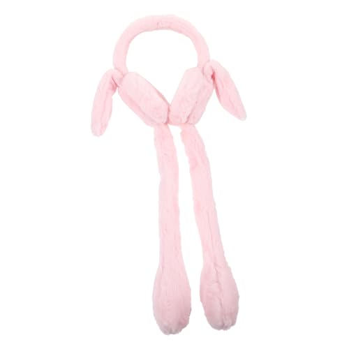Holibanna Plush Winter Earmuffs with Movable Rabbit Ears for Women Soft Lightweight Ear Warmers Cold Weather Protection and Fashionable Outdoor Accessory