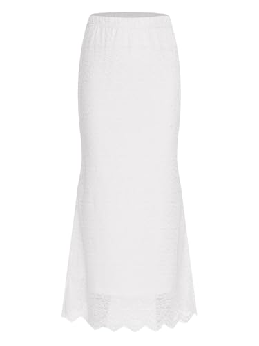 Womens High Waisted Bodycon Midi Skirt Summer Floral Lace A Line Casual Formal Work Office Skirts3