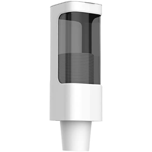 Cup Dispenser, Pull Type Water Cooler Cup Holder w Lid Fit 3oz-5oz Small Cups, Wall Mounted Disposable Mouthwash Cup Dispenser, Dust-Proof Paper Cup Organizer for Bathroom Kitche Office School (White) by EUWBSSR - Used condition - CA$18.15