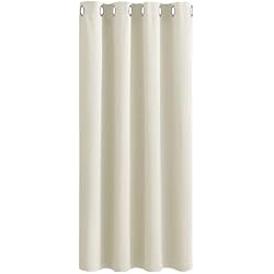Cortinas Cortas Para Dormitorio PONY DANCE Cortina Opaca Termica Aislante 1 Pieza Cortinas Cortas Dormitorio Cortinas Aislantes Frio y Calor Cortinas Ventanas Cortas para Comedor, 132x137 CM (Ancho x Alto), Beige Claro