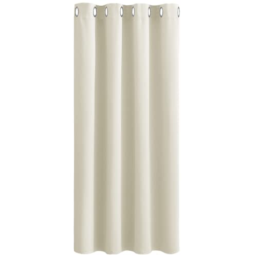 PONY DANCE Rideau Occultant - Beige Rieaux Isolant Thermique Rideaux à Oeillets Décoration Maison de Fenêtre pour Chambre, Bloquer Lumineux Elegant, L 132 x H 158cm, Beige Clair, 1 Pc Cover