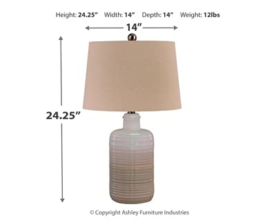 Signature Design by Ashley Jamon Contemporary 26" Round Textured Ceramic Table Lamp, Beige - Image 6
