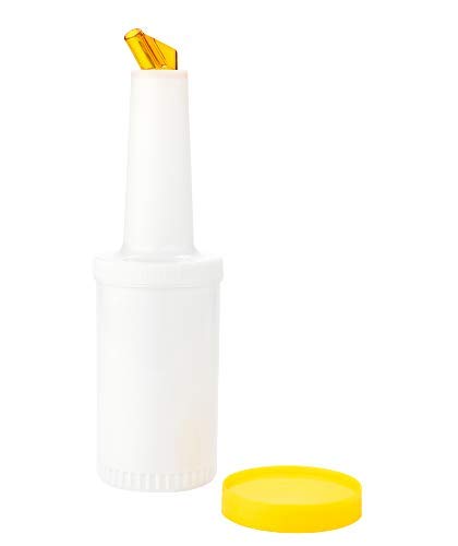 (1-PC-1Qt) Yellow Store N Pour Spout Bottle Containers Flow-N-Stow Fruit Juice & Liquor Bar Pour Bottles 1 Quart