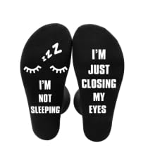 MaudzlanFunny Socks,Novelty Socks for Men Women, I'M NOT SLEEPING I'M JUST GLOSING MY EYES Socks,Christmas Birthday Gifts
