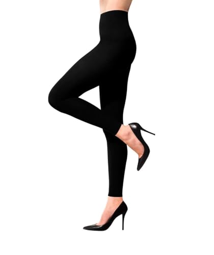 Terramed Just Think Comfort Medical Compression Leggings for Women - Advanced Graduated Compression Leggings 20-30 mmHg - Footless Womens Legging for Tummy Control, Workout, Gym & Yoga Black