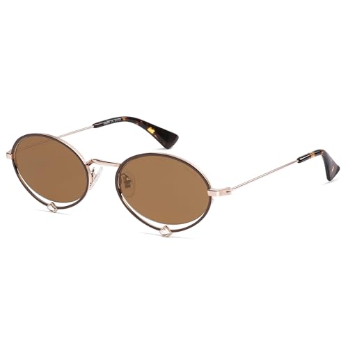 SOJOS Retro Oval Sunglasses for Women Trendy Lightweight Narrow Vintage Small Shades UV Protection Sun Glasses SJ1240 Tortoise/Brown
