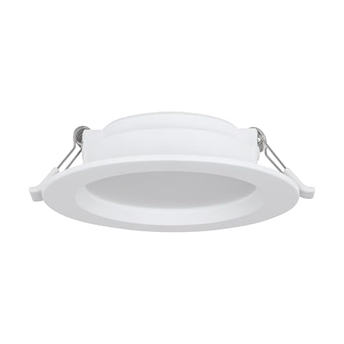 Eglo LED spot encastrable Idun-E, plafonnier rond à encastrer, lampe de plafond encastrée en plastique blanc, lumière blanc neutre, Ø 11,7 cm