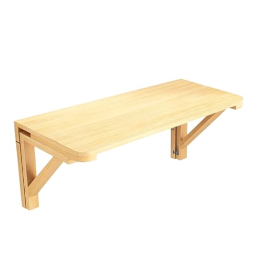 Mesa plegable montada en la pared, escritorio de madera de pino que ahorra espacio para oficina en casa, cocina, lavandería y garaje, acabado natural