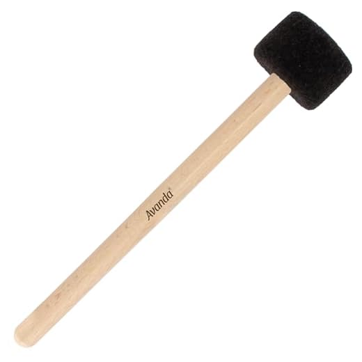Mazo/badajo Avanda con cabeza de fieltro duro Ø 5 para golpear cuencos tibetanos y gongs. Mango de palisandro natural. Fabricado sin tornillo. Para uso profesional.