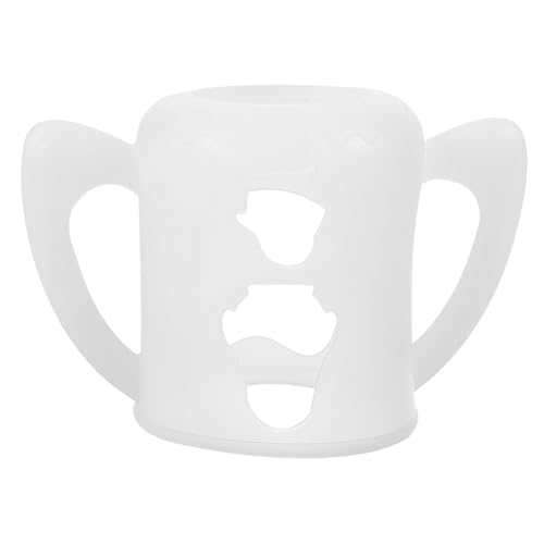 RORPOIR ガラス瓶プロテクター 子供用水筒カバー ボトルハンドル 哺乳瓶の取っ手 新生児アクセサリー 哺乳瓶ハンドルグリップ 哺乳瓶ホルダーグリップ 滑り止め哺乳瓶カバー シリカゲル 白い