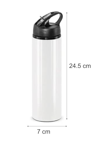 Image of Customized Aluminium Sipper /Bottle 750 Ml With Your Photo, Name & Quotations With Straw On Special Occasion / NS10, White