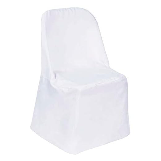 TABLECLOTHSFACTORY 100 PCS White Linen Polyester Folding Chair Cover Dinning Chair Slipcover for Wedding Party Event Banquet Catering