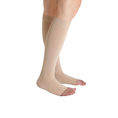 Image of Juzo Soft 15-20 mmHg Compression Stockings, Knee High, Open Toe | Compression Socks for Women / Men for Tired, Aching or Swollen Legs, Minor Varicosities