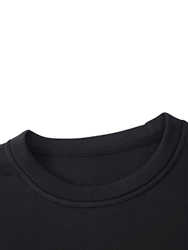 Sweatyrocks Women'S Casual Long Sleeve Sweatshirt Round Neck Pullover Tops Black Floral S thumb #2