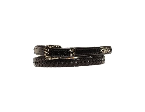 Twister Hatband with 3-Piece Buckle Set, Black, Laced with Smooth Tabs, 3/8
