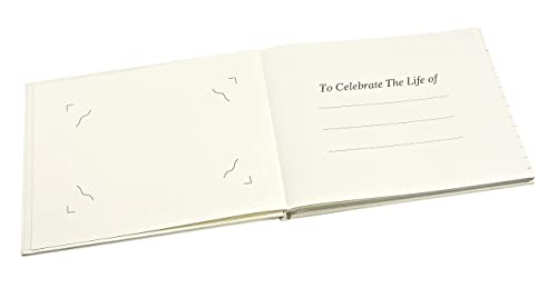 Celebration Of Life Funeral Guest Book - Informal Lined Inner Page Format - Boxed - White - Size: 8.9" X 6.7" #TOP2