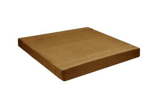 Image of Los Angeles Foldable Four Seater Sofa Cum Bed, Sofa Bed 6 X 6 Ft Jute Fabric Washable Cover- Including Cushion Perfect for Living Room - Golden