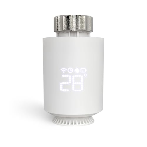 Tête Thermostatique Connectée et Intelligente – Accessoire connecté Via WiFi pour Vos têtes de radiateurs – Compatible avec Alexa, Google Assistant et Siri – Faites des économies d'énergie
