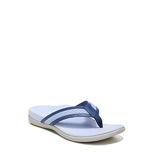 Vionic Women's Tessa Toe Post Sandals- Supportive Ladies Flip Flops That Include Three-Zone Comfort with Orthotic Insole Arch Support, Medium Fit Dark Blue 9 Medium
