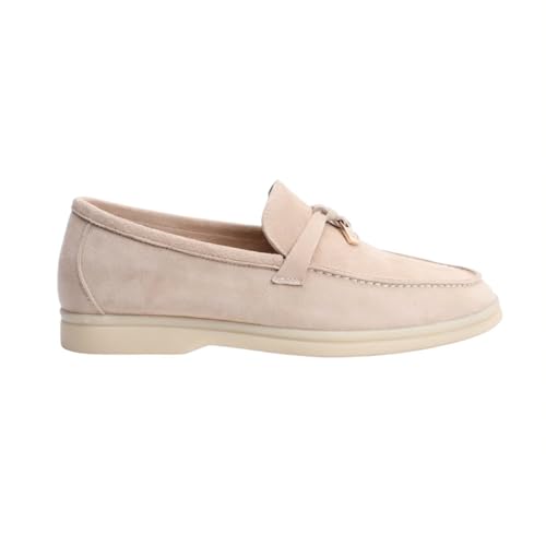 Image of Women's Summer Charms Suede Loafers - Premium Sheepskin Unlined Upper,Classic or Styles with Metal Detail for Casual, Office, Travel & All Day Wear