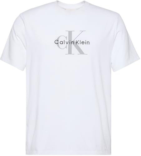 Calvin Klein Uomo T-Shirt Maniche Corte Monologo Tee In Cotone, Bianco (Brilliant White), M - 6