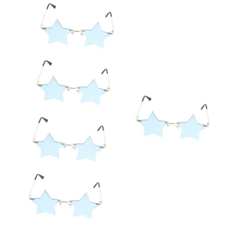 WRITWAA 2 Pairs Fashionable Star Shaped Rimless Sunglasses Women's Funky Decorative Glasses for Party