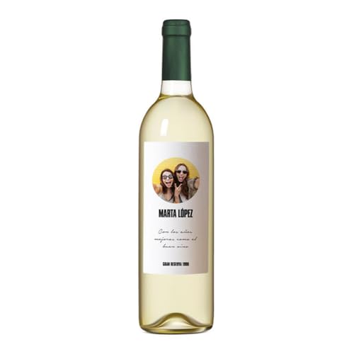 Genérico Botella de Vino Personalizada Caja Regalo Pareja Amigo Amiga Novio Novia San Valentín Cumpleaños (Blanco Verdejo, Solo Botella)