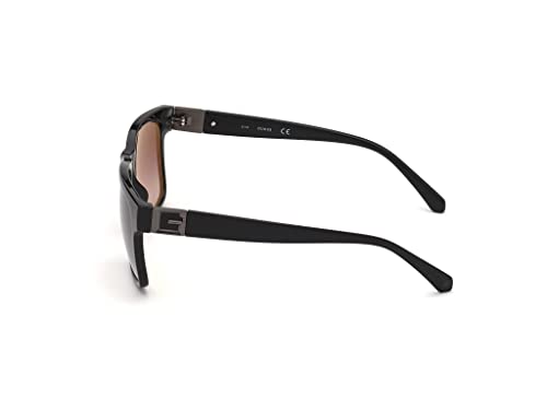 GUESS Factory Men's Gu00004 Polarized Squared Sunglasses, Shiny Black Frame W/Red, NS2