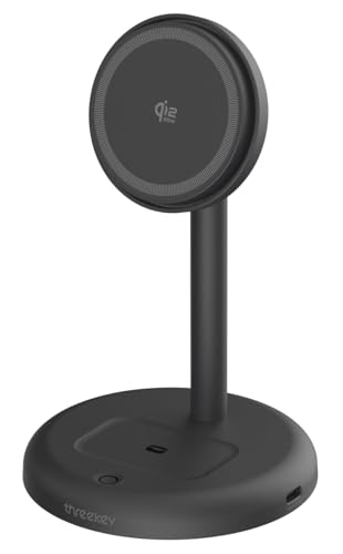 THREEKEY 25W 2-in-1 Wireless Charging Station,for Qi2 MagSafe Charger with Quiet Cooling Fan, for...