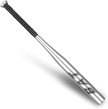 D.I.L Aluminium Metal Baseball Bat, 25 Inch, Lightweight Alloy, for Kids and Teens, Training and Softball Practice, Red, Blue, Black, Silver (Silver)