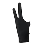 Cyrank Künstlerhandschuh Für Zeichentablett, Atmungsaktiver Digitaler Zeichenhandschuh 3-lagiger 2-Finger-Zeichenhandschuh Für Die Linke Und Rechte Hand Fingerhandschuhe Für Zeichentablett(L)