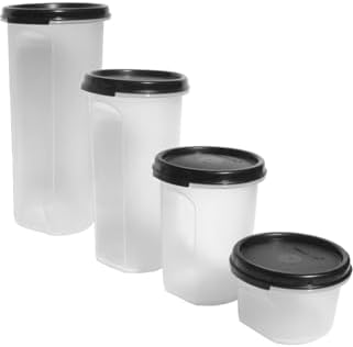 Tupperware Modular Mates Round Containers Set of 4 Sizes Black Se...