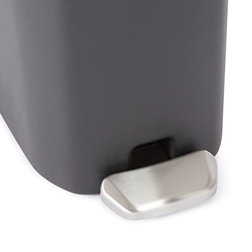 Amazon Basics Compact Bathroom Plastic Rectangular Trash Can With Steel Pedal Step, Black, 6 Liters #TOP3