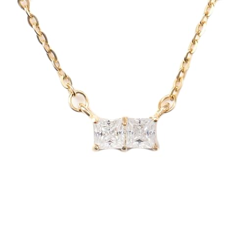 Homxi Collar Mujer Oro Rosa 9K,Collares Cadena Cuadrado con Moissanita Collar para Mujer Oro Rosa
