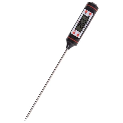 Black Meat Thermometer, Instant Read Digital Cooking Thermometer, Electronic Food Thermometer with Super Long Probe for Kitchen, Milk, Candy, Meat Thermometers and Timers ?BBQ and Grill