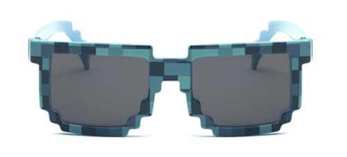 Image of DC DECORIO Thug Life Sunglasses Pixel Gangsta Life Funny Novelty Shades With Box Packing (Black) (CHECK-BLUE)