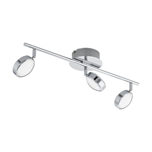 EGLO LED Deckenlampe Salto, 3 flammige Deckenleuchte, Deckenstrahler aus Metall und Kunststoff, Wohnzimmerlampe in Chrom, LED Flurlampe warmweiß