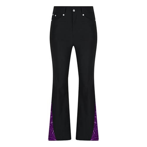Men's Relaxed Fit Vintage Jeans Pants 70s Bell Bottom Sparkly Sequin Retro Disco Flared Pants Stretch Stage Clubwear3